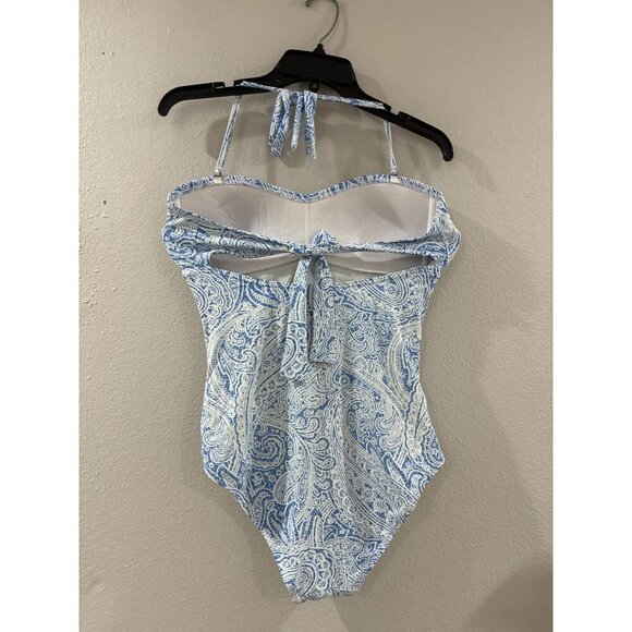 J McLAUGHLIN Swimming suit Blue watercolor Paisley Koa One-Piece size 8 - Picture 2 of 5